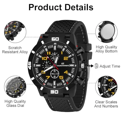 OFFCUP Orologio Uomo Analogico al Quarzo Cronografo Casual Sportivo Classico Elegante con Cinturino in Silicone miniatura 3