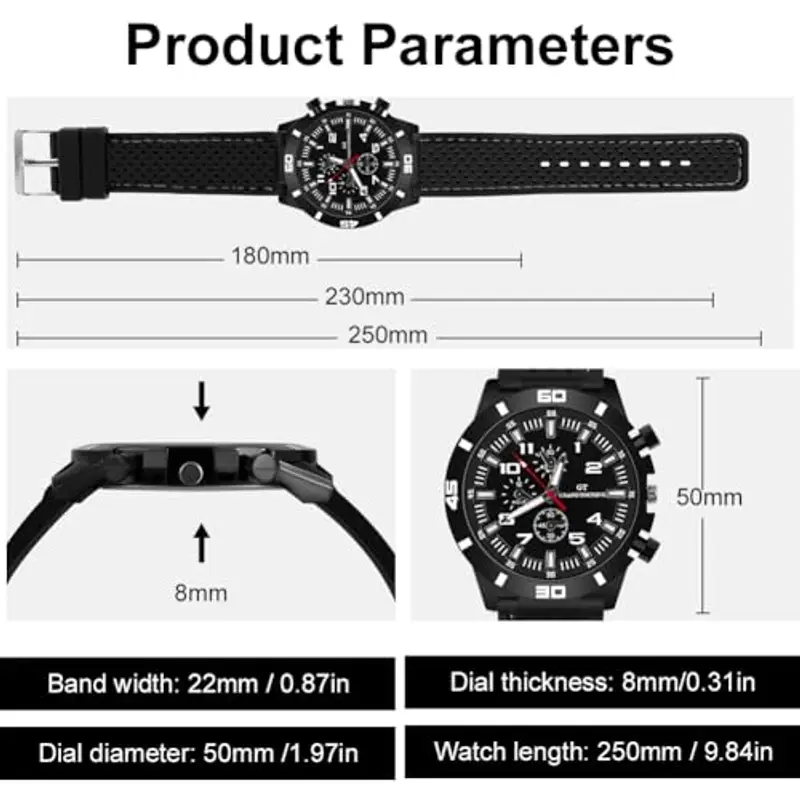 OFFCUP Orologio Uomo Orologio Analogico al Quarzo Orologio da Uomo Cronografo Orologio da Polso Casual Orologi Sportivo miniatura 2
