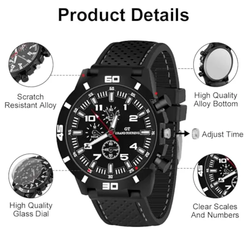 OFFCUP Orologio Uomo Orologio Analogico al Quarzo Orologio da Uomo Cronografo Orologio da Polso Casual Orologi Sportivo miniatura 3