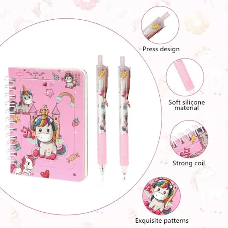 OFFCUP Set Di Cancelleria per Unicorno, Cancelleria per Regalo Bambina, Regalo Di Compleanno per Bambini, Include Penna Gel, Portamine, Righelli, Gomma, Temperamatite e Taccuino per Bambina Regalo miniatura 3