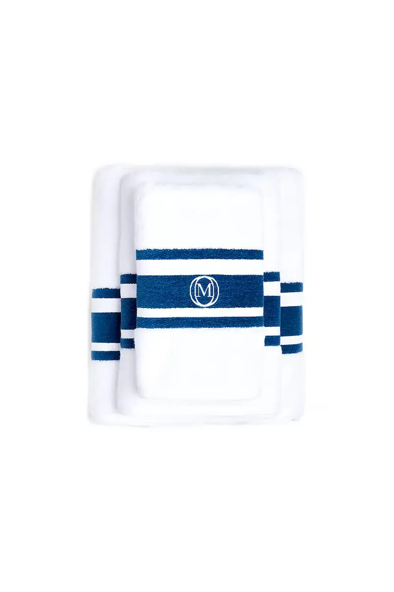 asciugamano grande in cotone Monogram Linea 100 x 160 cm colore turchese miniatura 2