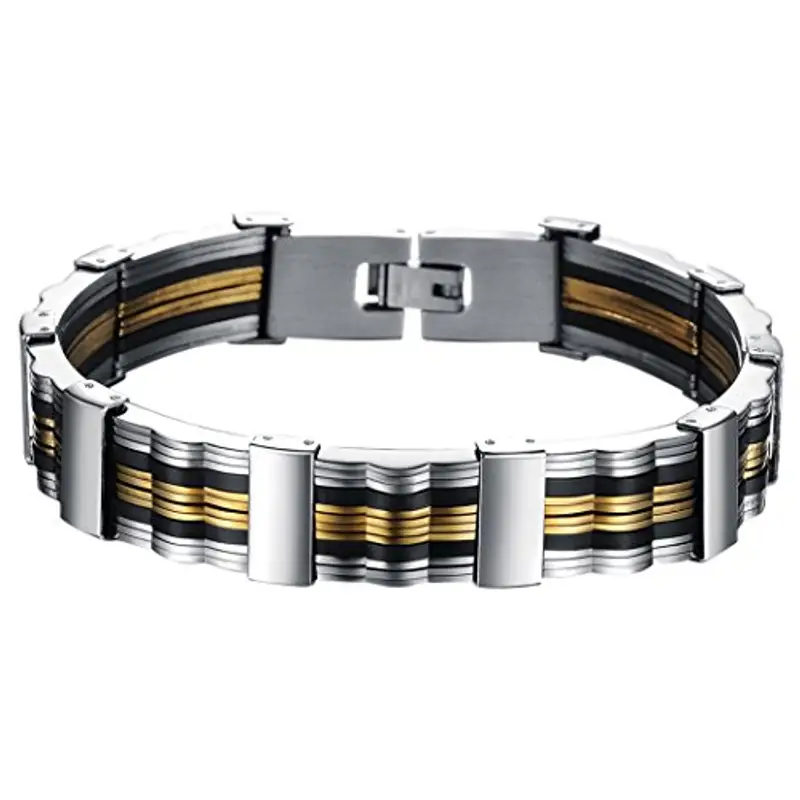 OIDEA Bracciale Braccialetto Uomo Donna Braccialetto con Maglie Catena in Acciaio Inox Nero Argento Oro
