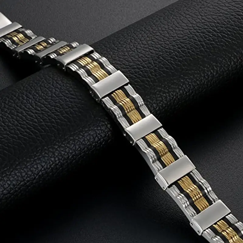 OIDEA Bracciale Braccialetto Uomo Donna Braccialetto con Maglie Catena in Acciaio Inox Nero Argento Oro miniatura 3