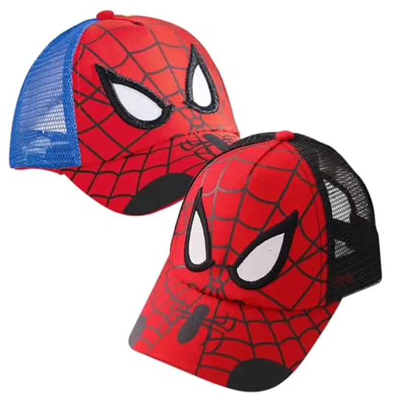 OIUTSNH 2 Pezzi Cappello Baseball Bambino,Cappellino Snapback Rosso,Cappellino con Animato Visiera Regolabile Unisex