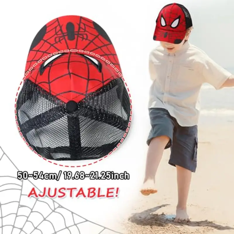 OIUTSNH 2 Pezzi Cappello Baseball Bambino, Cappellino Snapback Rosso, Cappellino con Animato Visiera Regolabile Unisex miniatura 2