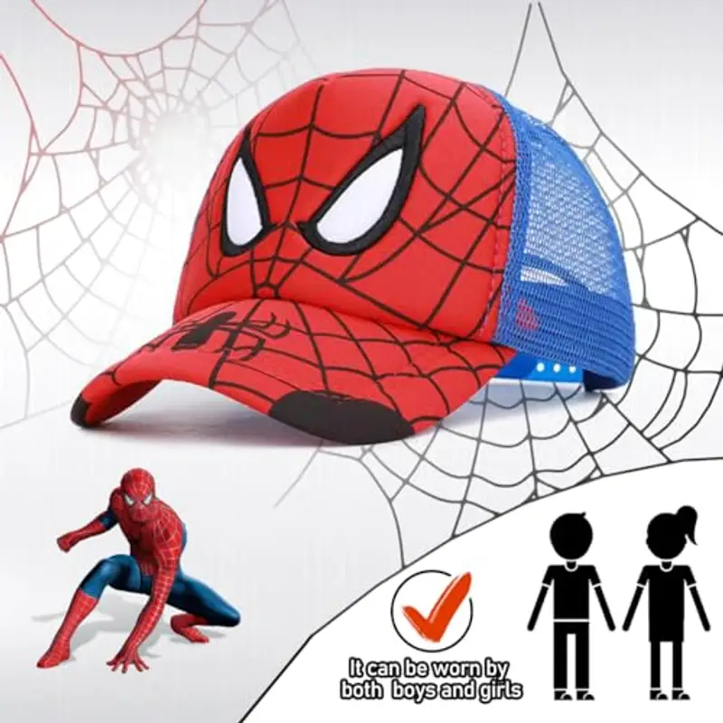 OIUTSNH 2 Pezzi Cappello Baseball Bambino, Cappellino Snapback Rosso, Cappellino con Animato Visiera Regolabile Unisex miniatura 3