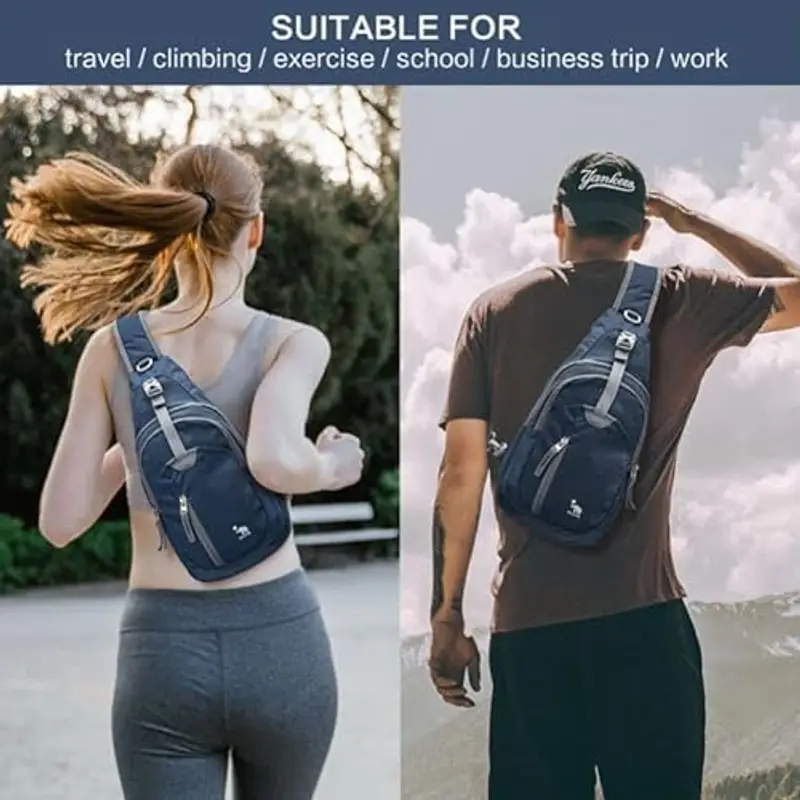 OIWAS Zaino Monospalla Uomo Piccolo Tracolla Borsa Zainetto Impermeabile per Viaggio Ciclismo Sport Portare Sling Bag Blu miniatura 2