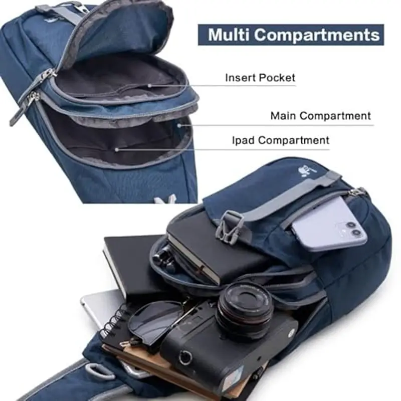 OIWAS Zaino Monospalla Uomo Piccolo Tracolla Borsa Zainetto Impermeabile per Viaggio Ciclismo Sport Portare Sling Bag Blu miniatura 3