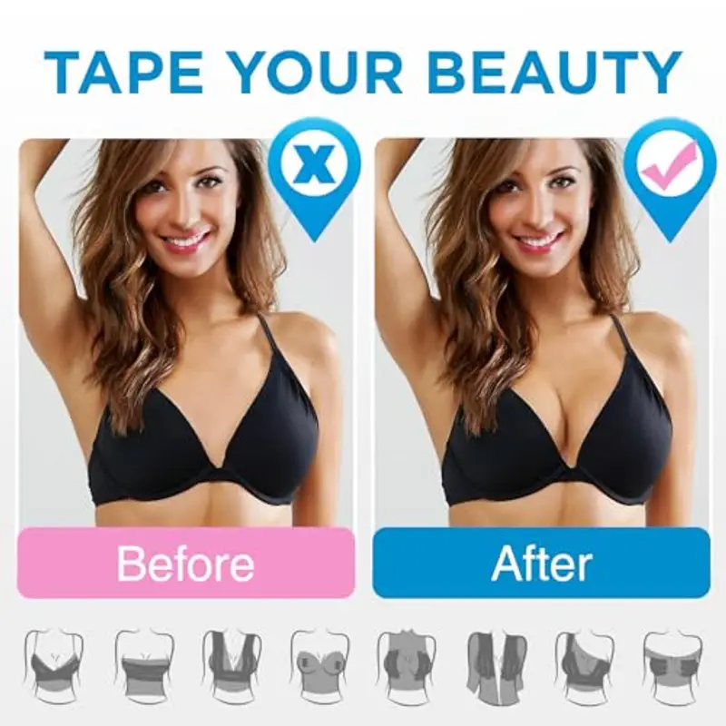 OK TAPE Nastro Adesivo Seno Boob Tapes Reggiseno Nastro Adesivo per Vestiti Nastro con 5 Paia di Copricapezzoli Set miniatura 2