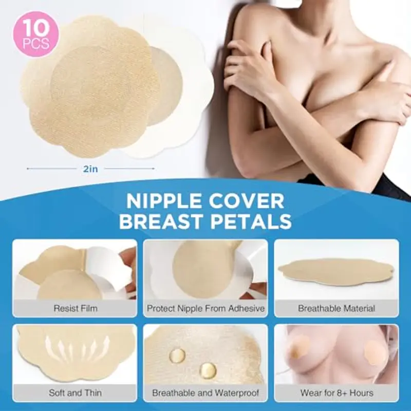OK TAPE Nastro Adesivo Seno Boob Tapes Reggiseno Nastro Adesivo per Vestiti Nastro con 5 Paia di Copricapezzoli Set miniatura 3