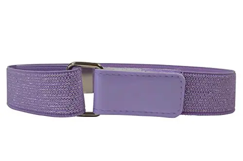 Olata Cintura da Bambina con Brillantini, Elastica e con Chiusura a Gancio e a Strappo (1-6 Anni). Lilla con Argento