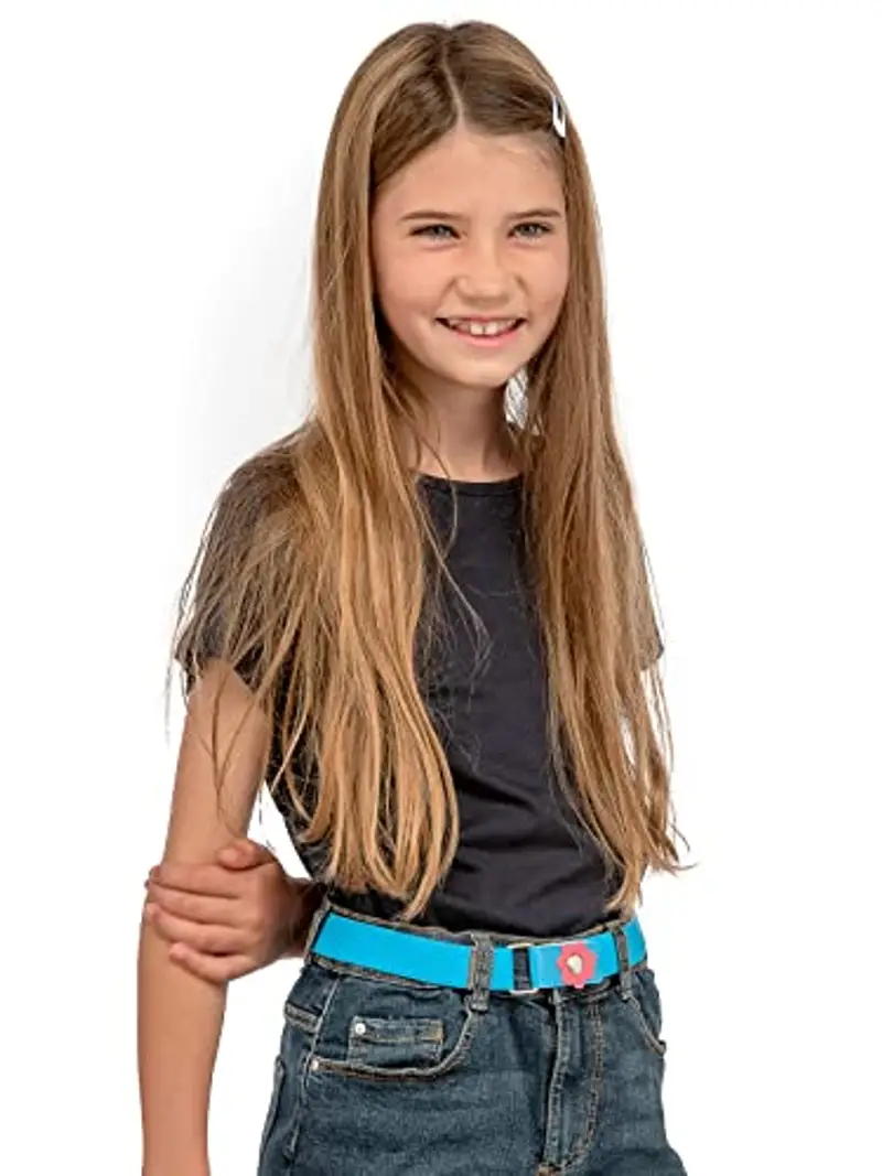 Olata Cintura Elastica da Bambina, Chiusura a Scatto con Gancio, Motivo con Fiore (1-6 Anni). Blu Royal miniatura 2