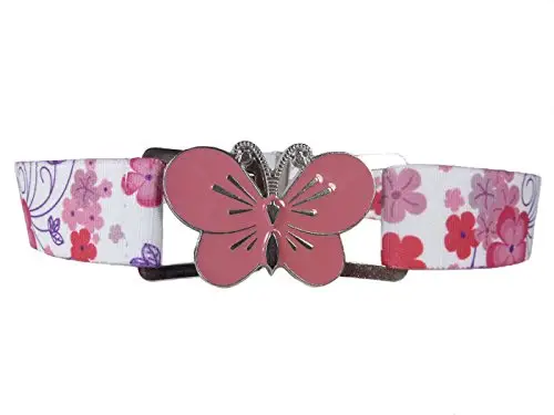 Olata Cintura Elastica da Bambina, Fibbia con Farfalla o a Fiore (1-6 Anni). Fiore Rosa/Farfalla Rosa