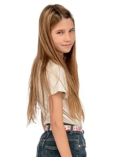 Olata Cintura Elastica da Bambina, Fibbia con Farfalla o a Fiore (1-6 Anni). Tartan Lilla/Farfalla Lilla miniatura 3