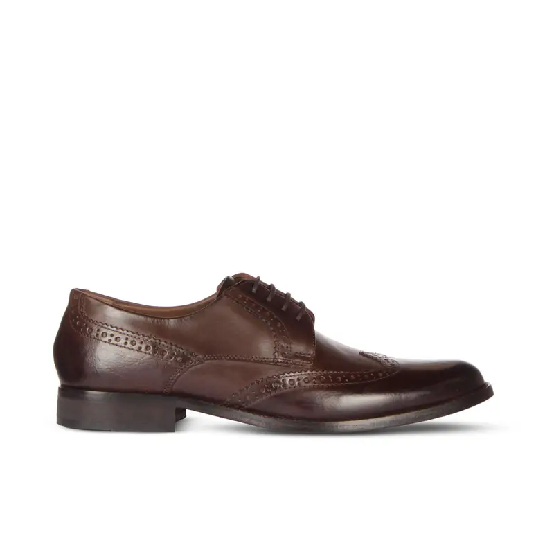 Stringata marrone in pelle modello brogue