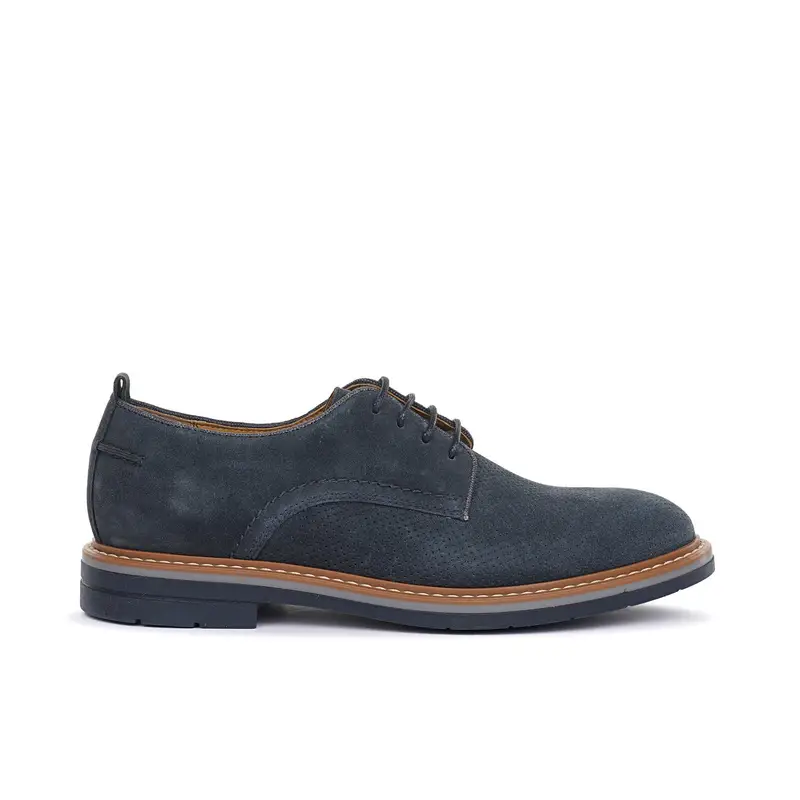 Stringate eleganti blu in suede con suola in gomma