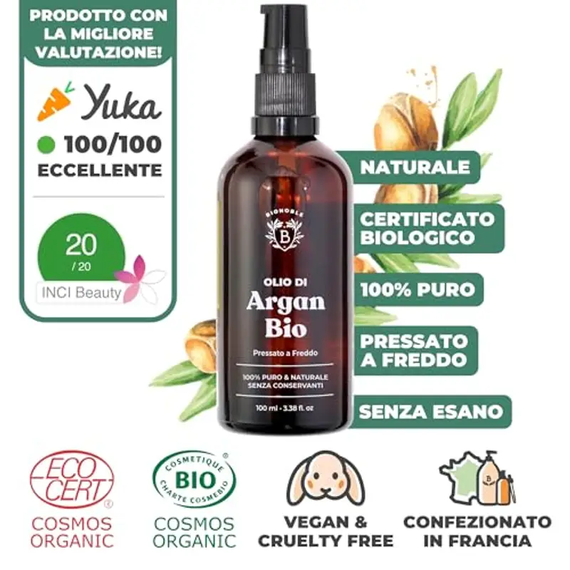 Olio di Argan Biologico 50ml - 100% Puro, Naturale e Pressato a Freddo - Viso, Corpo, Capelli, Barba, Unghie - Vegan e miniatura 2