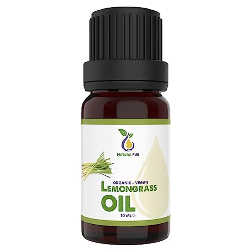 Olio di citronella bio 10 ml – Olio essenziale di citronella puro al 100% vegano – Lemongrass Oil (Cymbopogon Citratus Leaf Oil) – Lemon Grass Olio essenziale per lampada profumata, diffusore, capelli