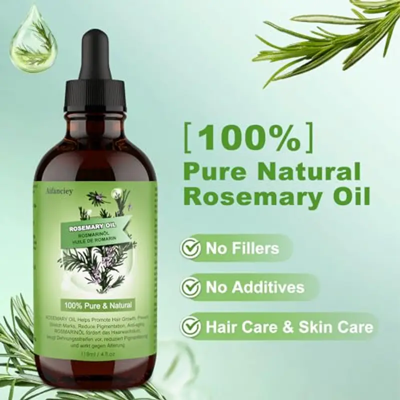 Olio di Rosmarino per Capelli Crescita 118ML, Rosemary Oil for Hair Growth, Olio Essenziale di Rosmarino Stimola la miniatura 2