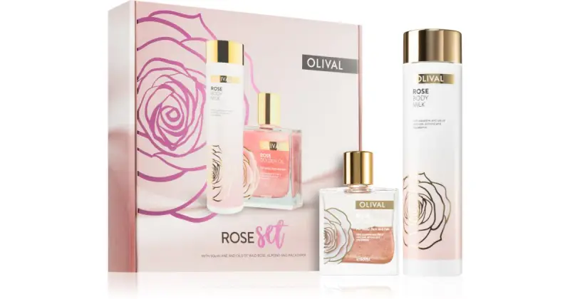Rose confezione regalo nutriente e idratante latte idratante corpo 200 ml + olio glitter per viso, corpo e capelli 50 ml