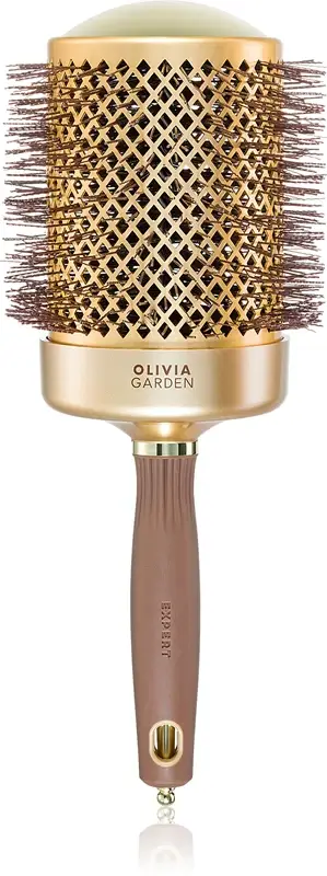Expert Blowout Shine Spazzola rotonda Setole ondulate Oro e marrone 80 mm