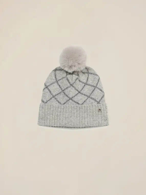 Berretto con ricamo lurex Donna, Grigio miniatura 2