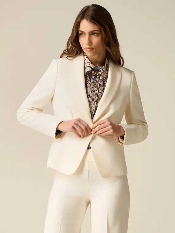 Blazer corto in tessuto tecnico Donna, Bianco