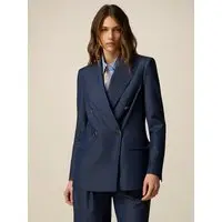 Blazer doppiopetto effetto denim Donna, Blu miniatura 3