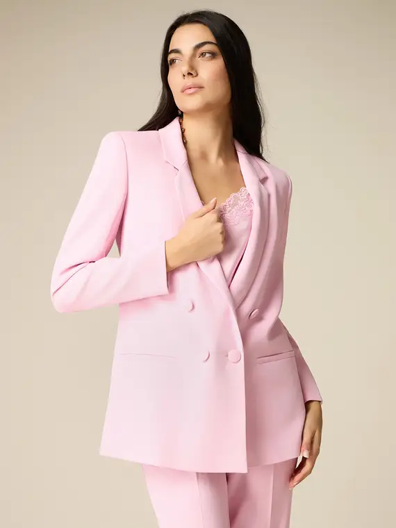 Blazer doppiopetto in tessuto crêpe Donna, Rosa