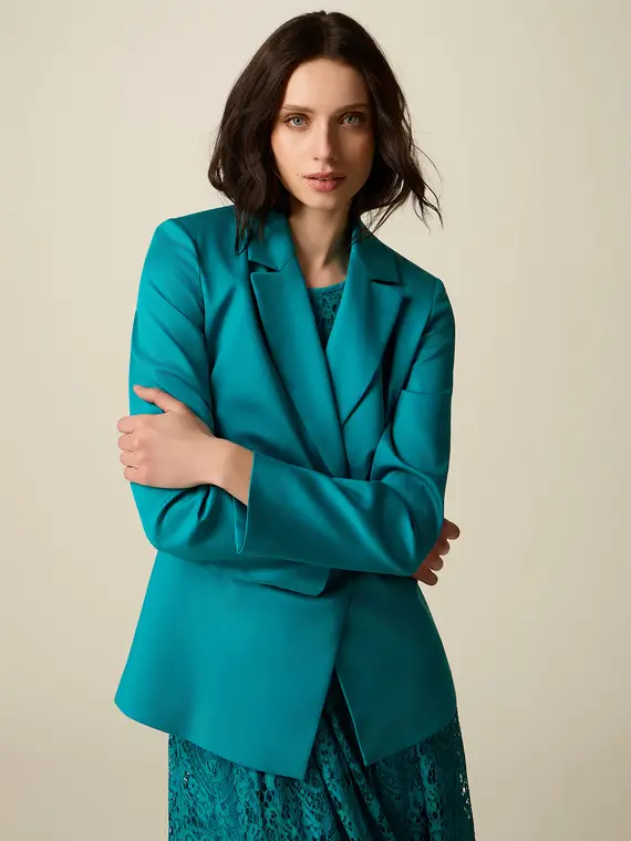 Blazer in lyocell con spilla gioiello Donna