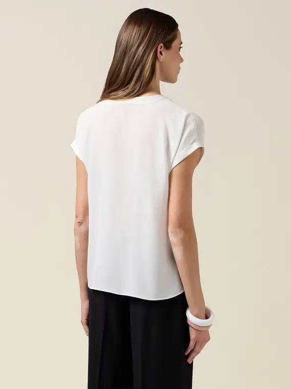 Blusa bimaterica con maniche a kimono Donna miniatura 2