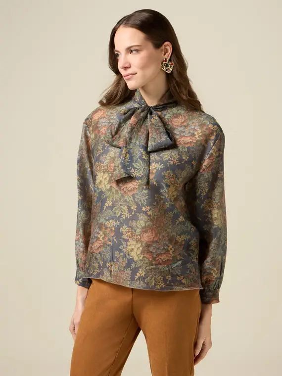 Blusa fantasia con fiocco Donna