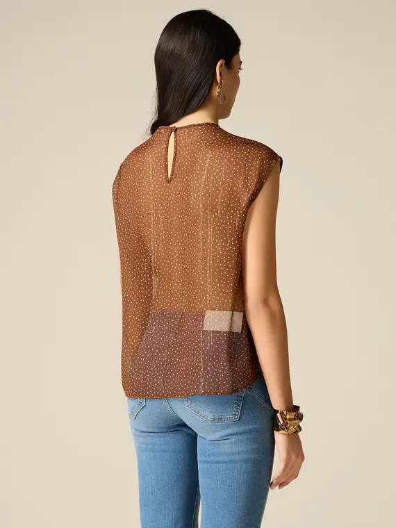 Blusa in creponne fantasia Donna, Marrone miniatura 2