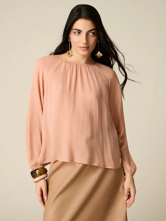 Blusa in viscosa crêpe Donna, Rosa