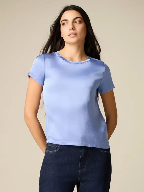 Blusa maniche corte in raso Donna