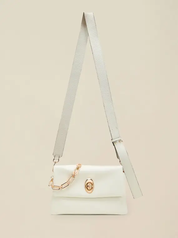 Borsa a tracolla in vera pelle Donna, Bianco