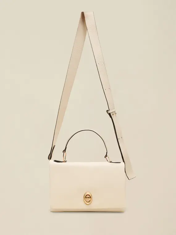 Borsa a tracolla in vera pelle Donna, Bianco miniatura 2