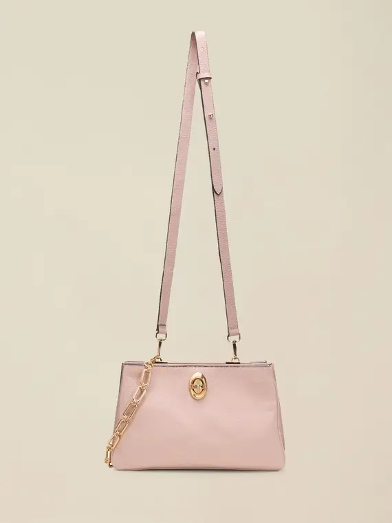 Borsa a tracolla in vera pelle Donna, Rosa miniatura 2