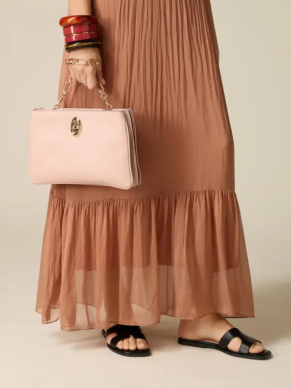 Borsa a tracolla in vera pelle Donna, Rosa