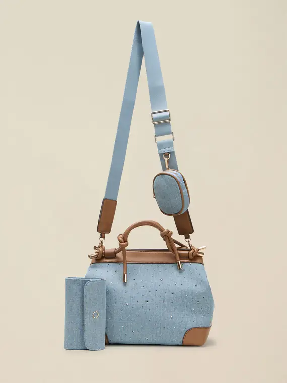 Borsa bauletto in denim Donna, Azzurro miniatura 2