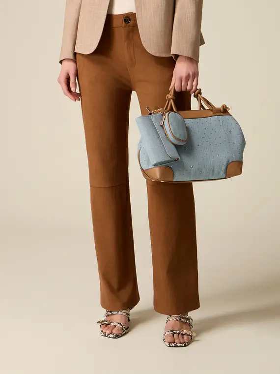 Borsa bauletto in denim Donna, Azzurro