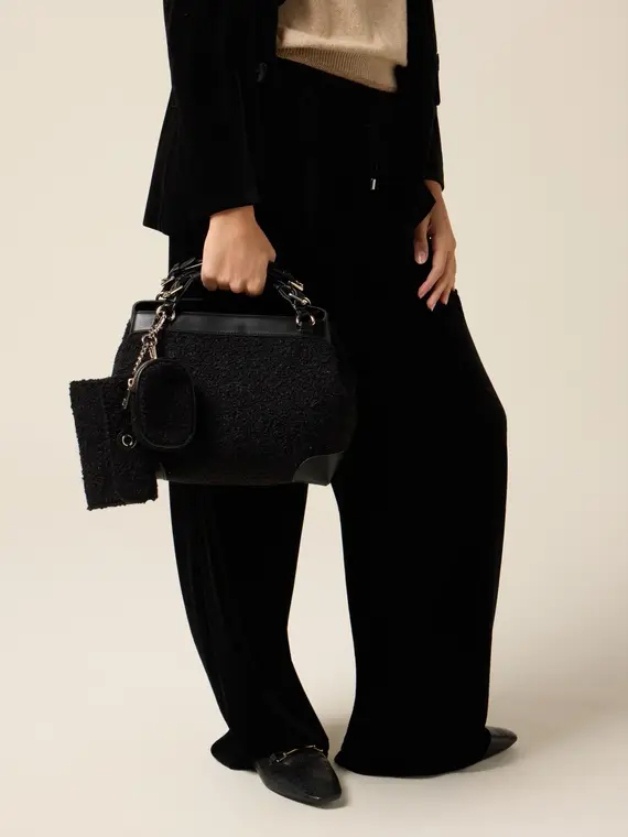 Borsa bauletto in tweed Donna, Nero
