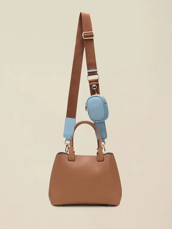 Borsa con mini pouch coordinata Donna, Marrone miniatura 2