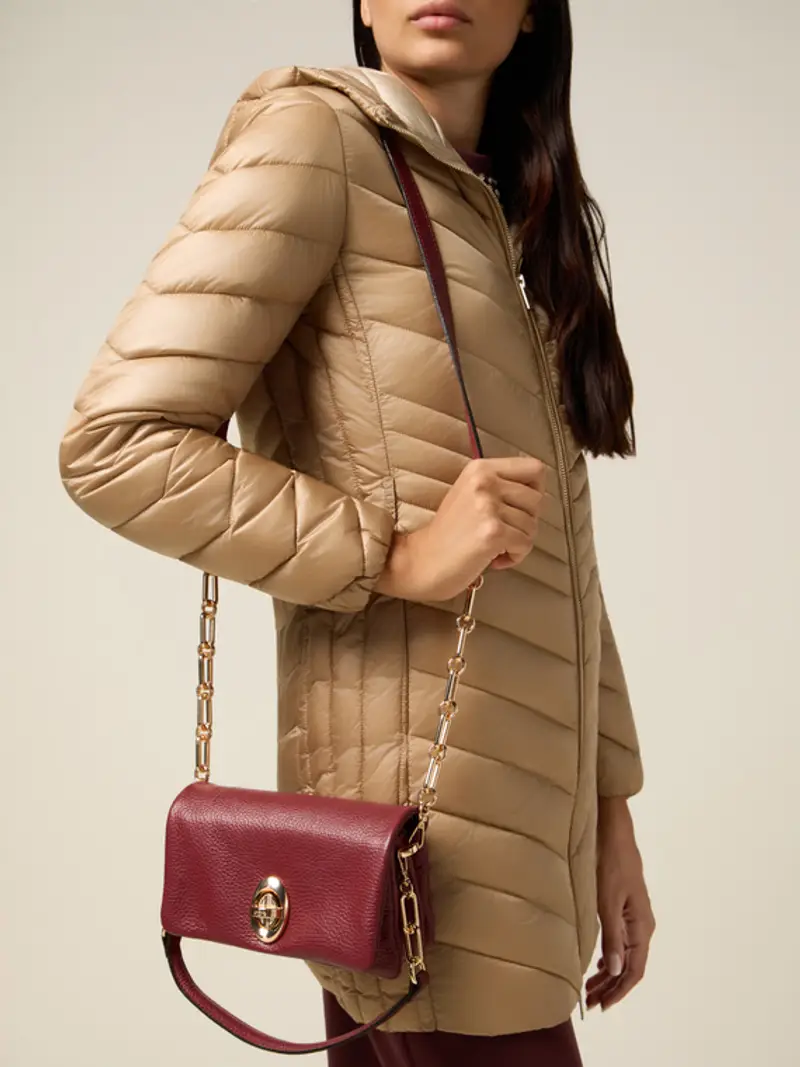 Borsa crossbody in vera pelle Donna, Bordeaux