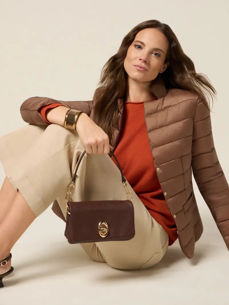 Borsa crossbody in vera pelle Donna, Marrone