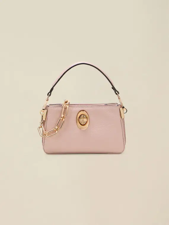Borsa in vera pelle con catena decorativa Donna, Rosa miniatura 2