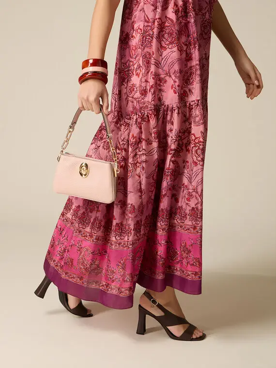 Borsa in vera pelle con catena decorativa Donna, Rosa