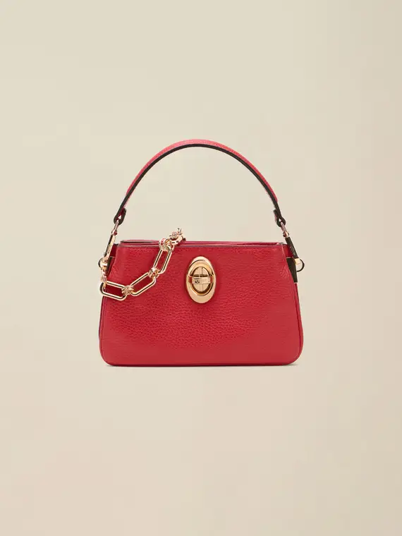 Borsa in vera pelle con catena decorativa Donna, Rosso miniatura 2