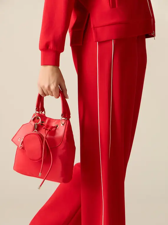 Borsa secchiello con pouch Donna, Rosso
