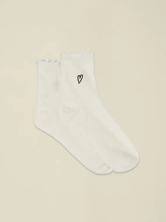 Calzini con ricamo Donna, Bianco miniatura 2